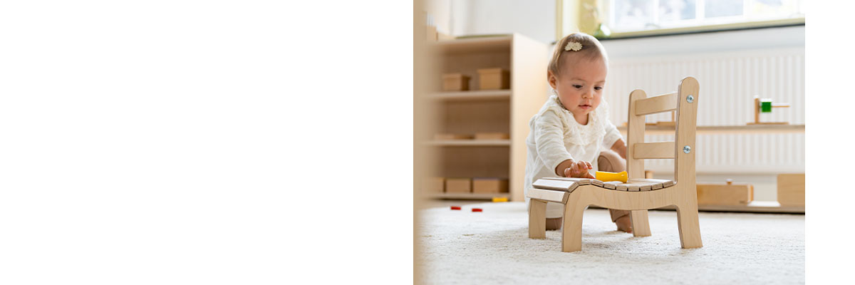 Montessorimeubilair is aangepast aan de behoeften van kinderen. 