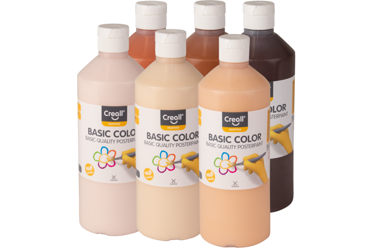 Plakkaatverf Creall basic set colours of the world 500 ml, 6 stuks