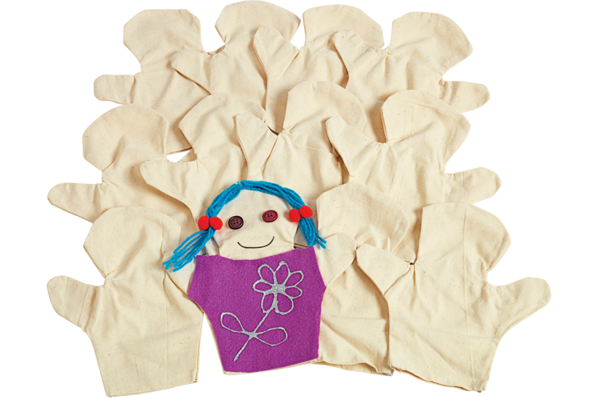 Poppenkastpop katoen blanco, 12 stuks