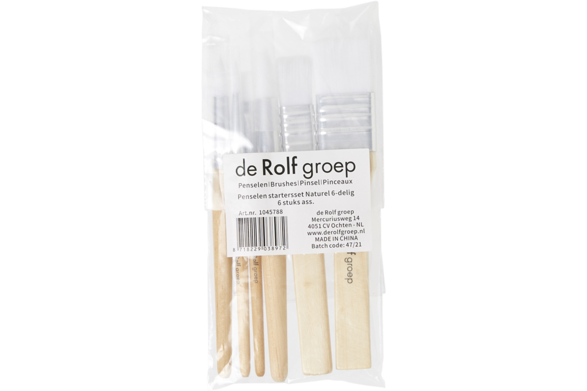 Penseel kort gelakt assorti ,48 stuks