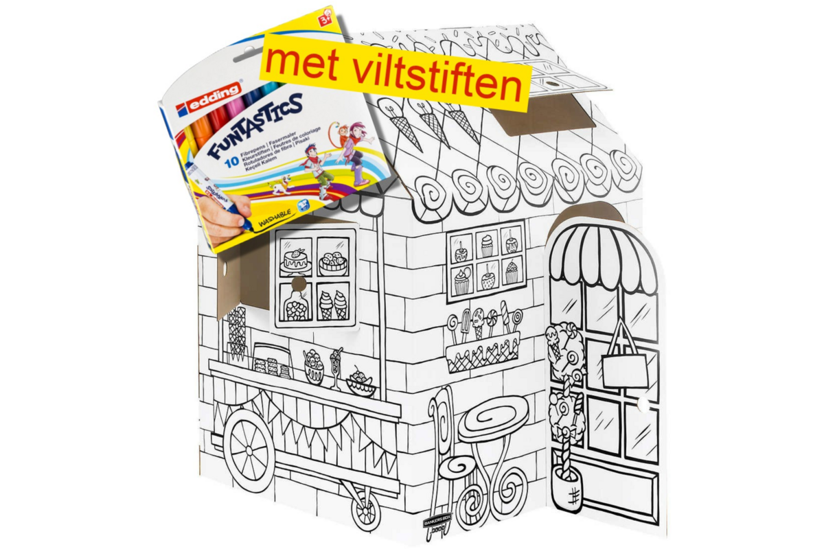 Speelhuis om in te kleuren incl. viltstiften edding funtastics