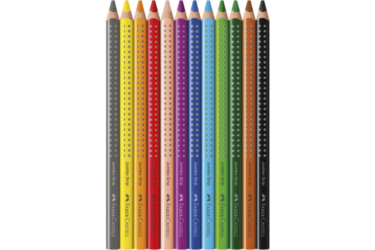 Kleurpotlood Faber-Castell Jumbo GRIP assorti, 12 stuks