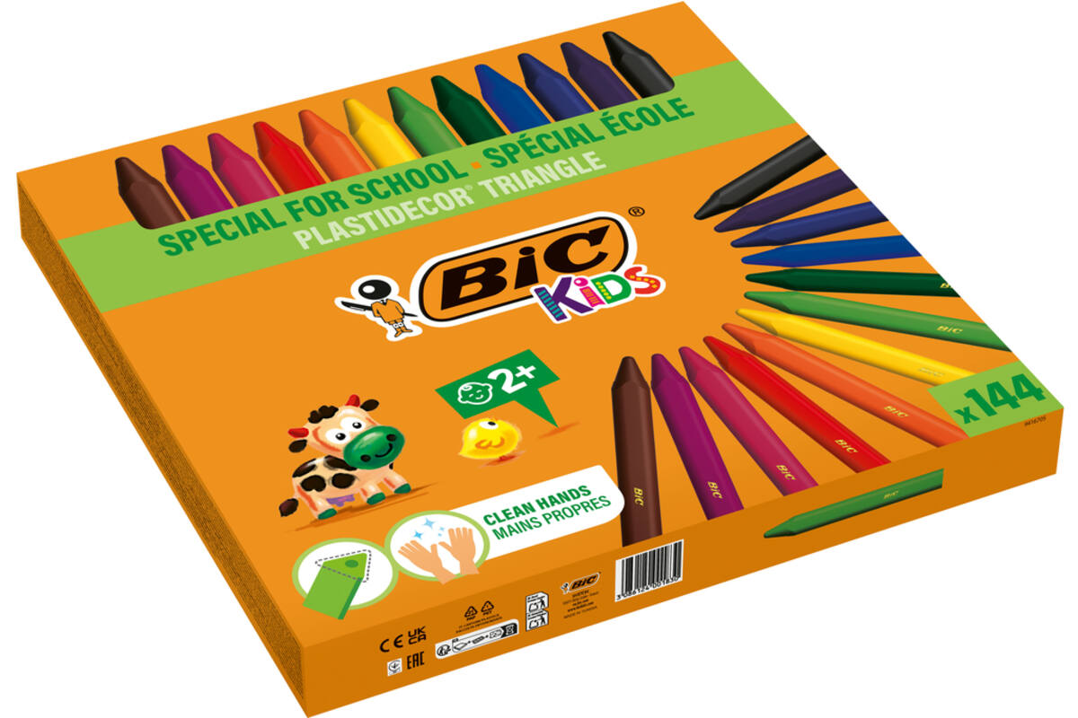 Kleurkrijt BIC Plastidecor triangle class pack, 114 + 30 gratis