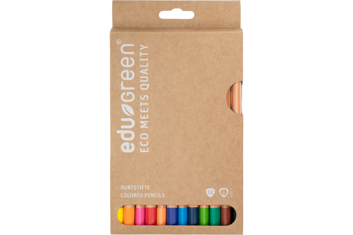 Kleurpotloden Edugreen 10 mm driekantig, 12 stuks
