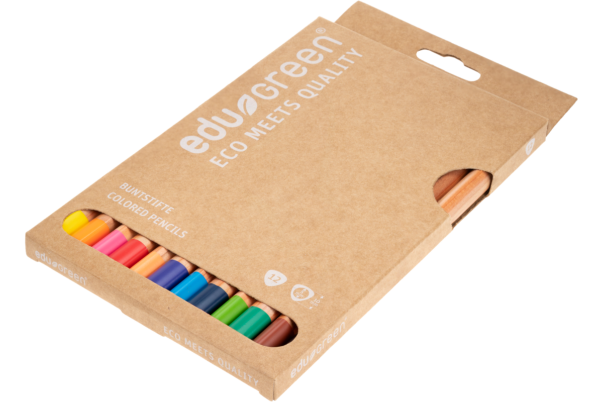Kleurpotloden Edugreen 10 mm driekantig, 12 stuks