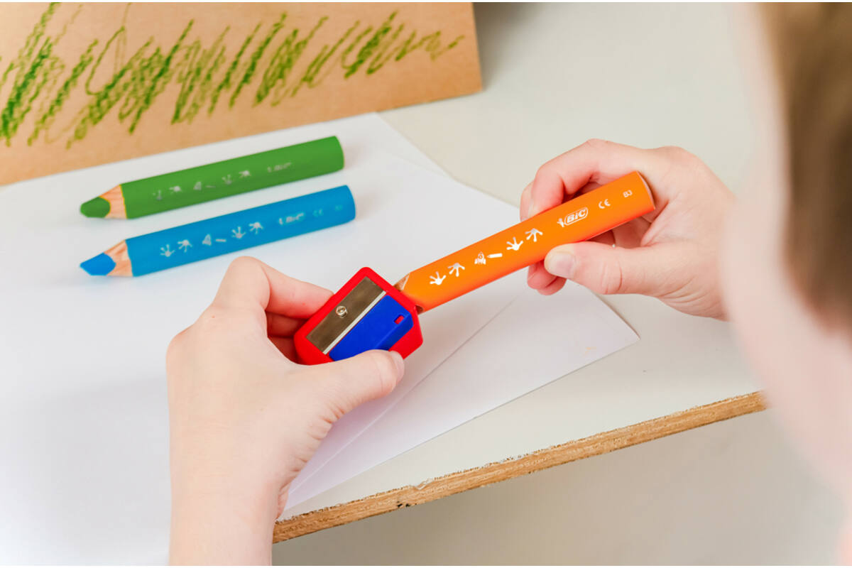 Kleurpotloden BIC Multi surface 3-in-1 assorti, 10 stuks incl. slijper