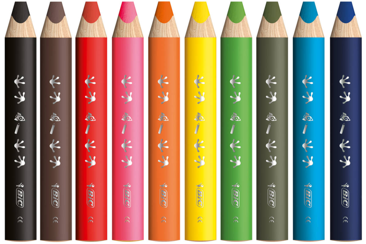 Kleurpotloden BIC Multi surface 3-in-1 assorti, 10 stuks incl. slijper