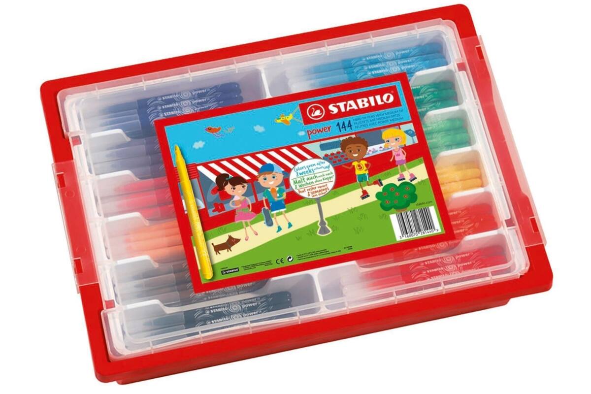 Viltstiften STABILO power assorti classpack, 144 stuks