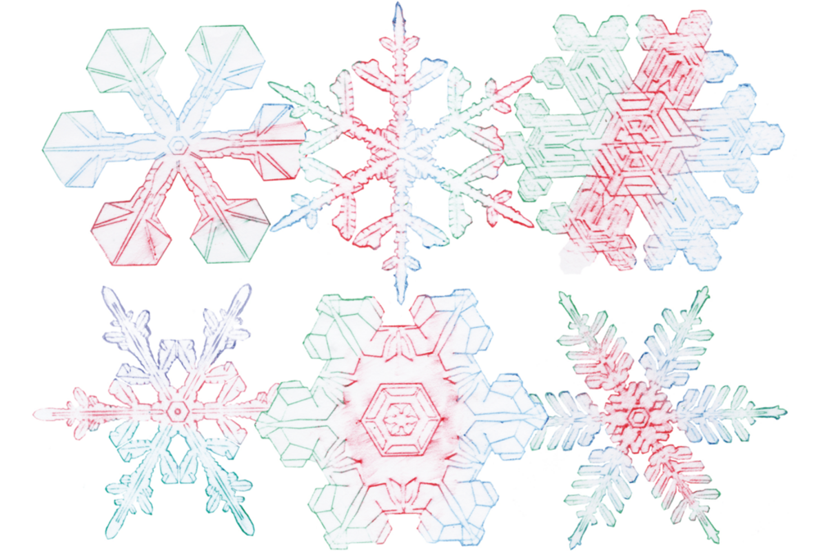 Patroonplaten sneeuwvlokken 17 x 17 cm, 6 stuks