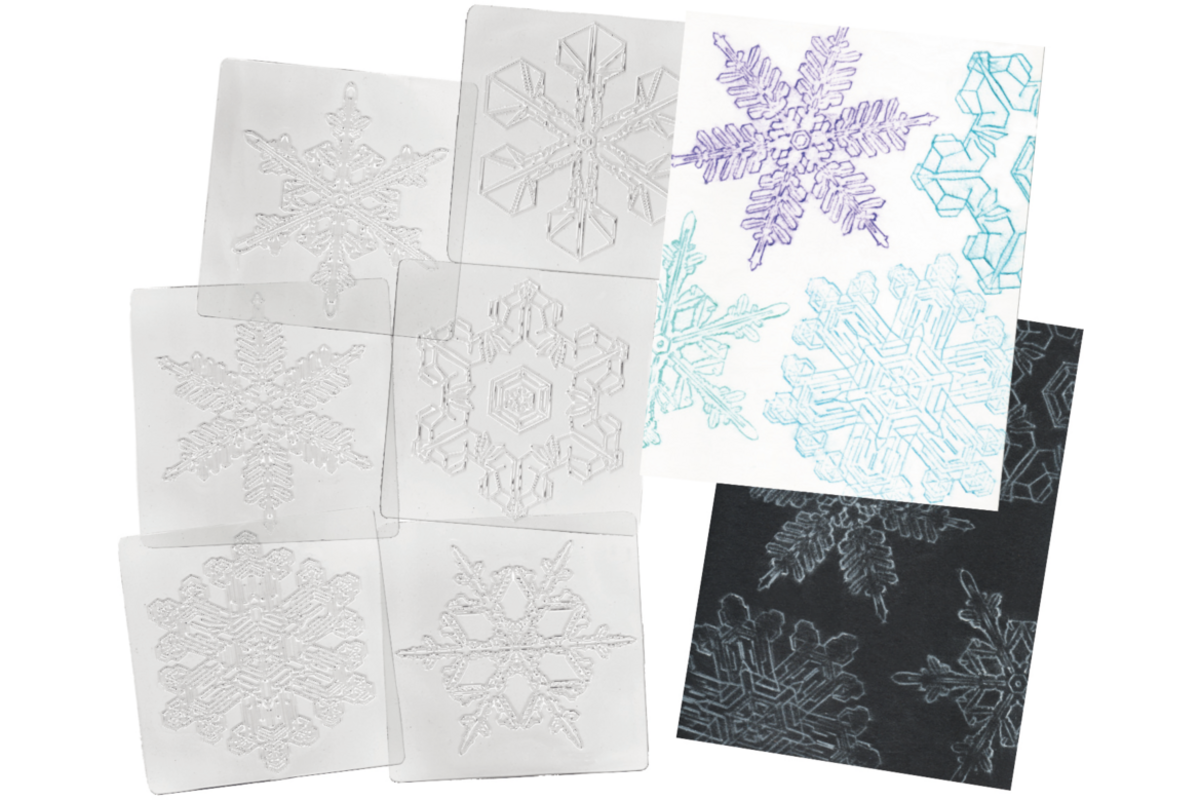 Patroonplaten sneeuwvlokken 17 x 17 cm, 6 stuks