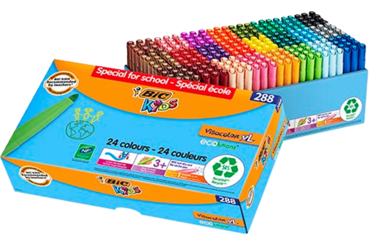 Viltstiften BIC kids visacolor XL Ecolutions assorti, class pack 248 + 40 gratis