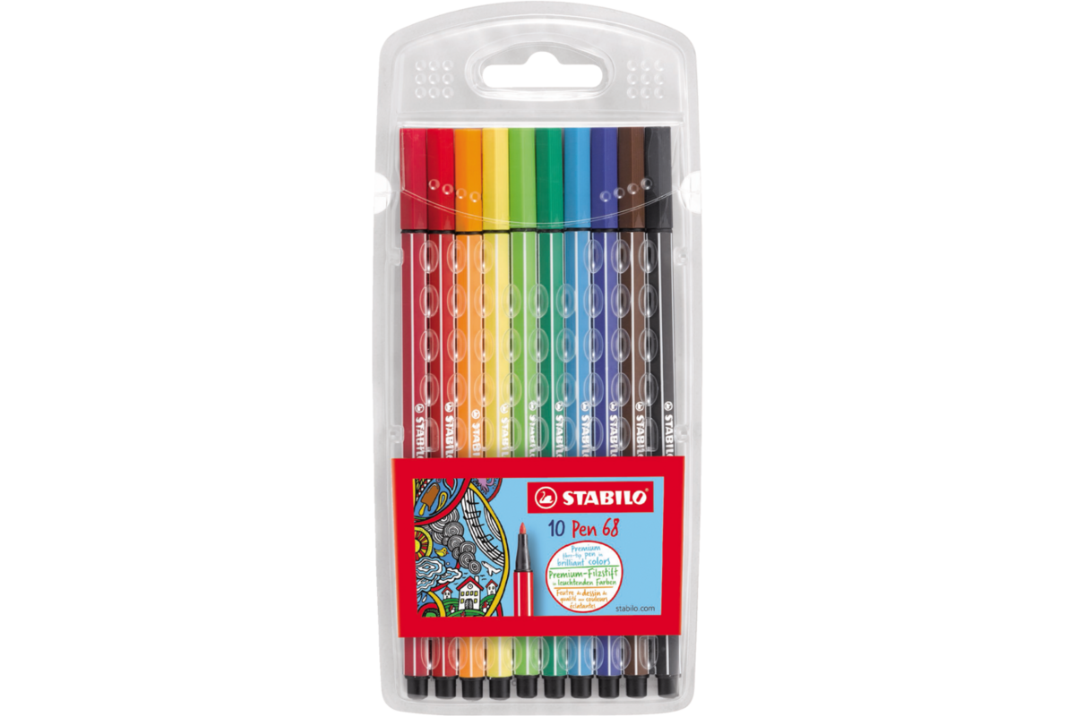 Viltstift STABILO pen 68 etui 10 stuks assorti