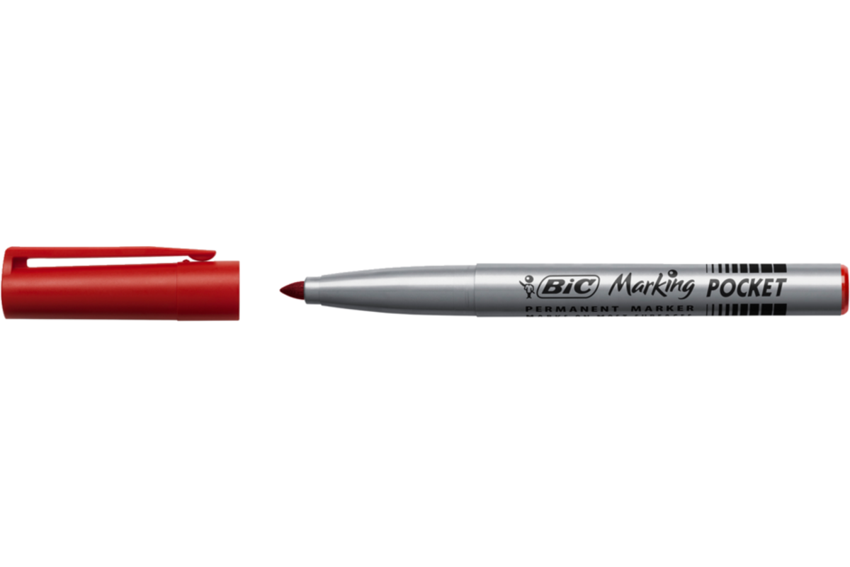 Permanent marker BIC rond 1,1 mm rood, per dozijn