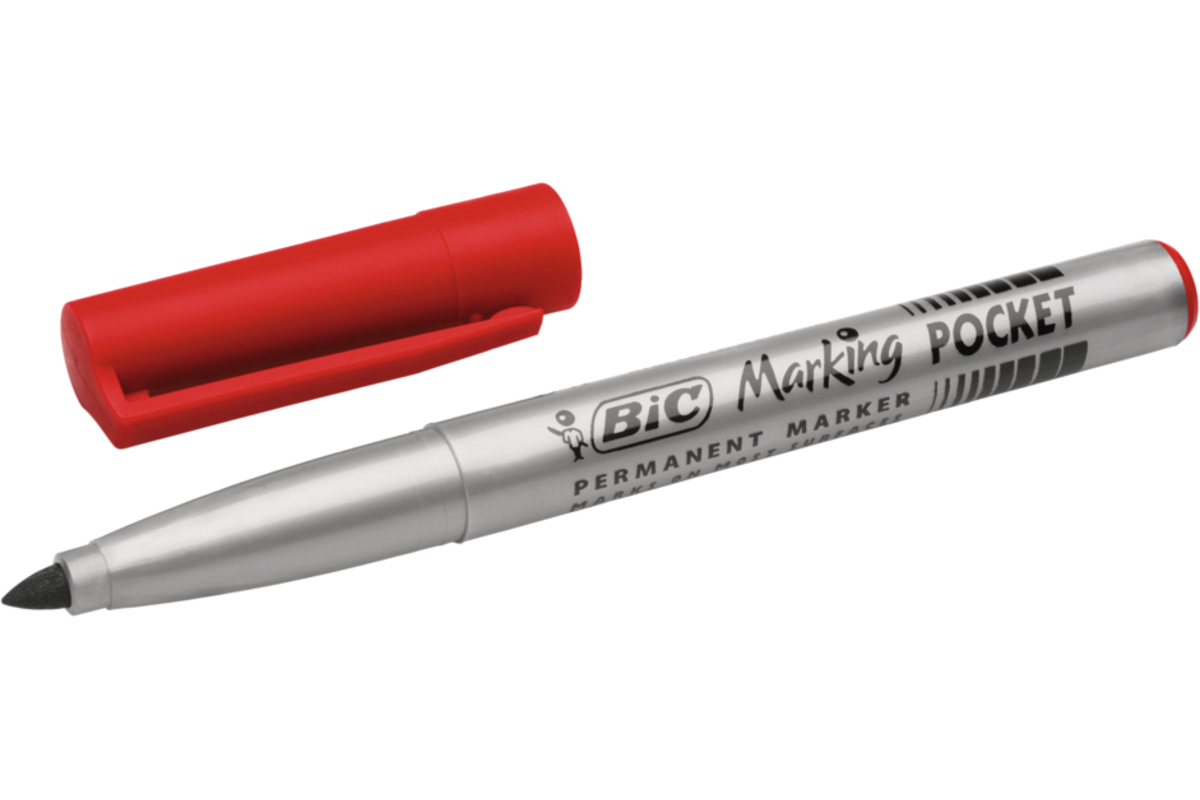 Permanent marker BIC rond 1,1 mm rood, per dozijn