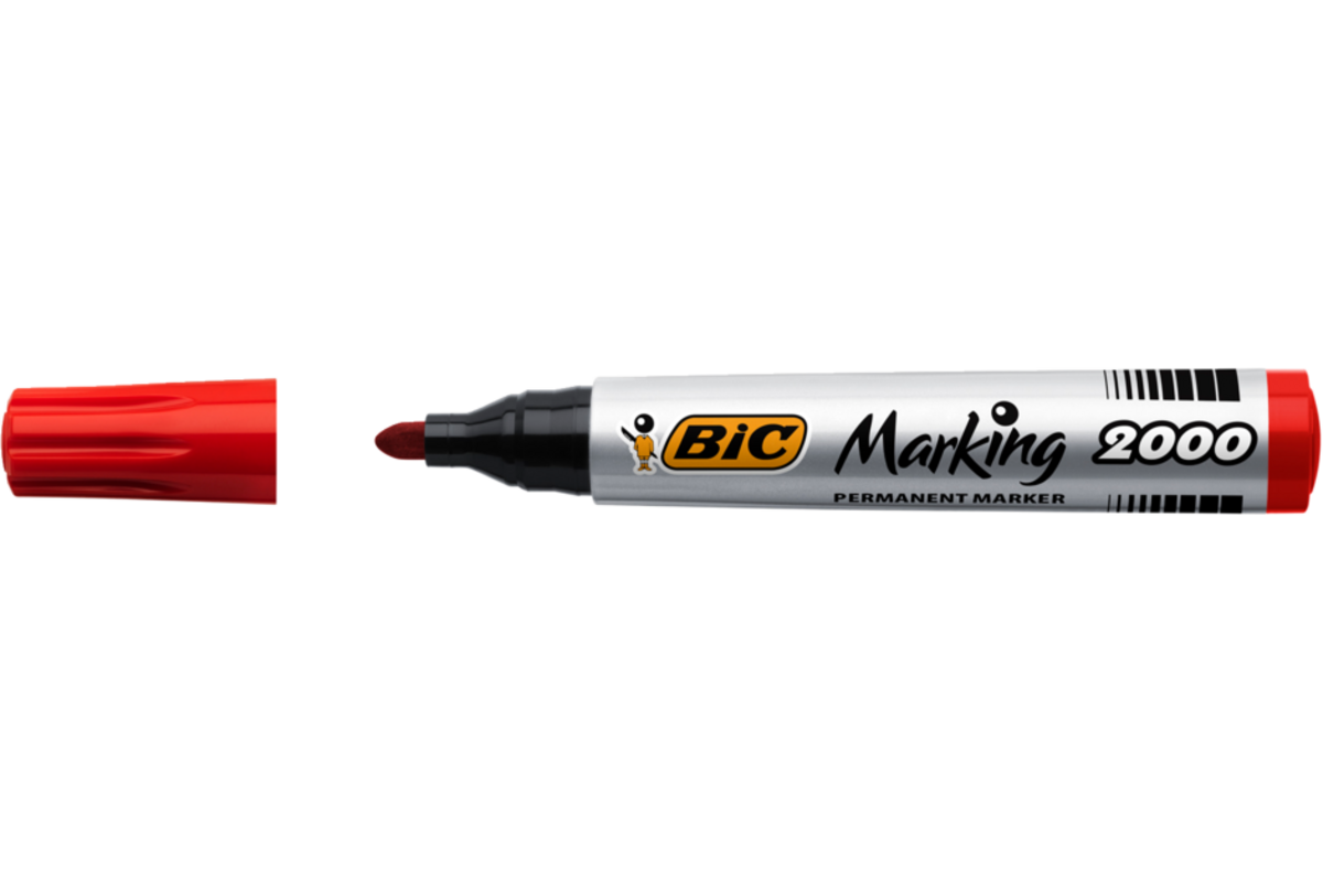 Permanent marker BIC rond 1,7 mm rood, per dozijn