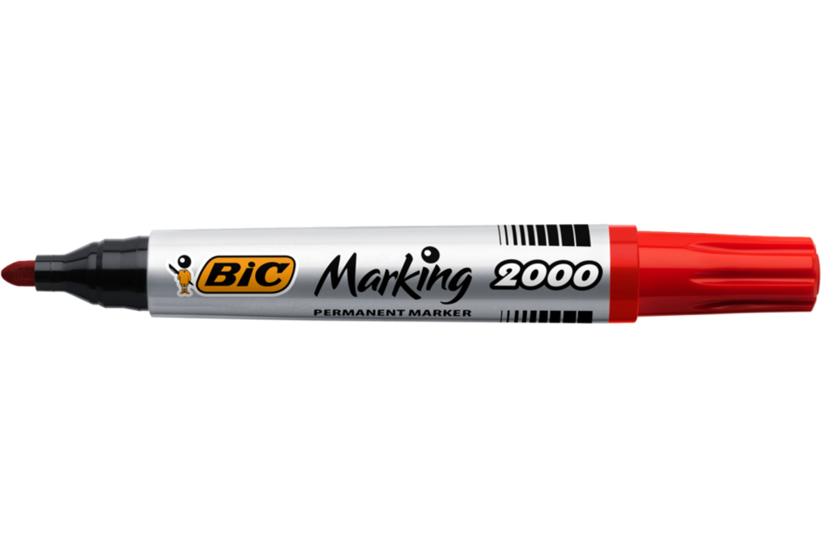 Permanent marker BIC rond 1,7 mm rood, per dozijn
