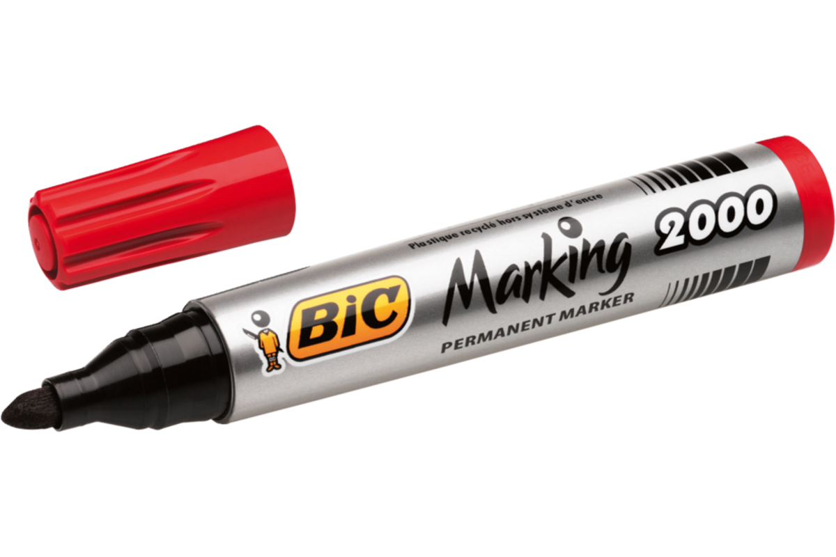 Permanent marker BIC rond 1,7 mm rood, per dozijn