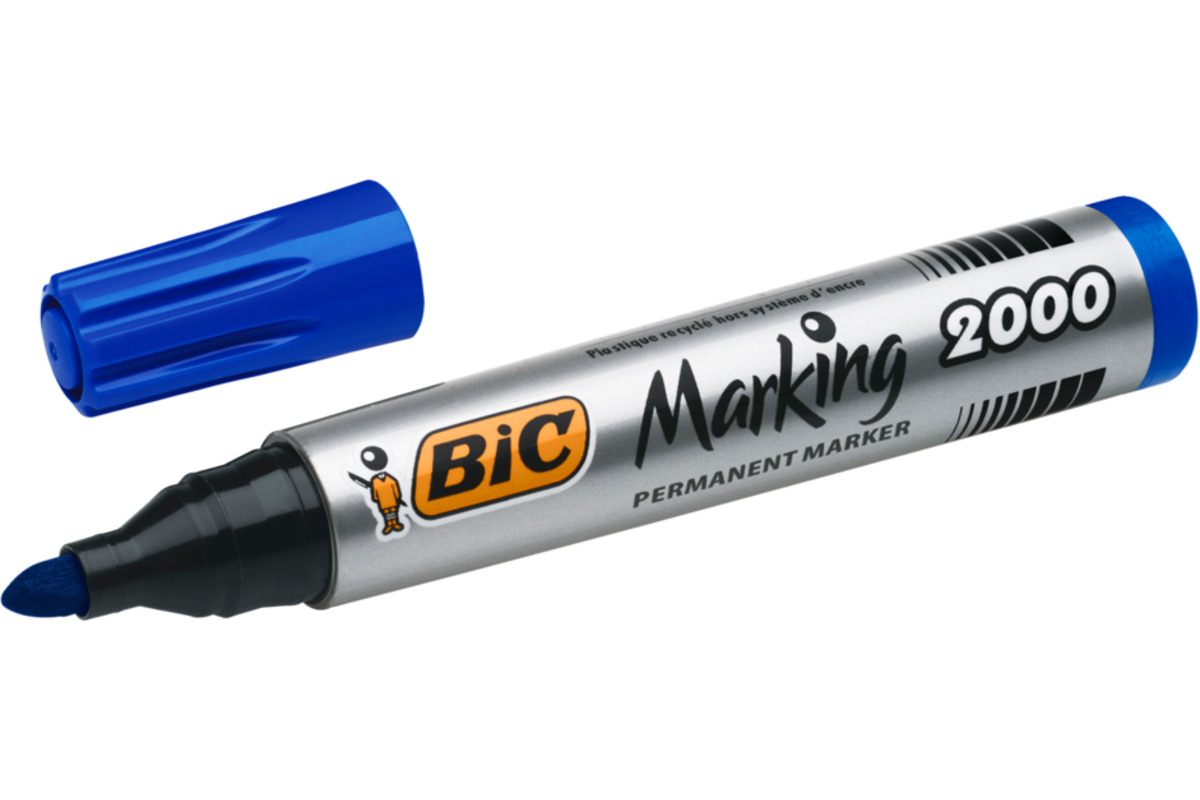 Permanent marker BIC rond 1,7 mm blauw, per dozijn