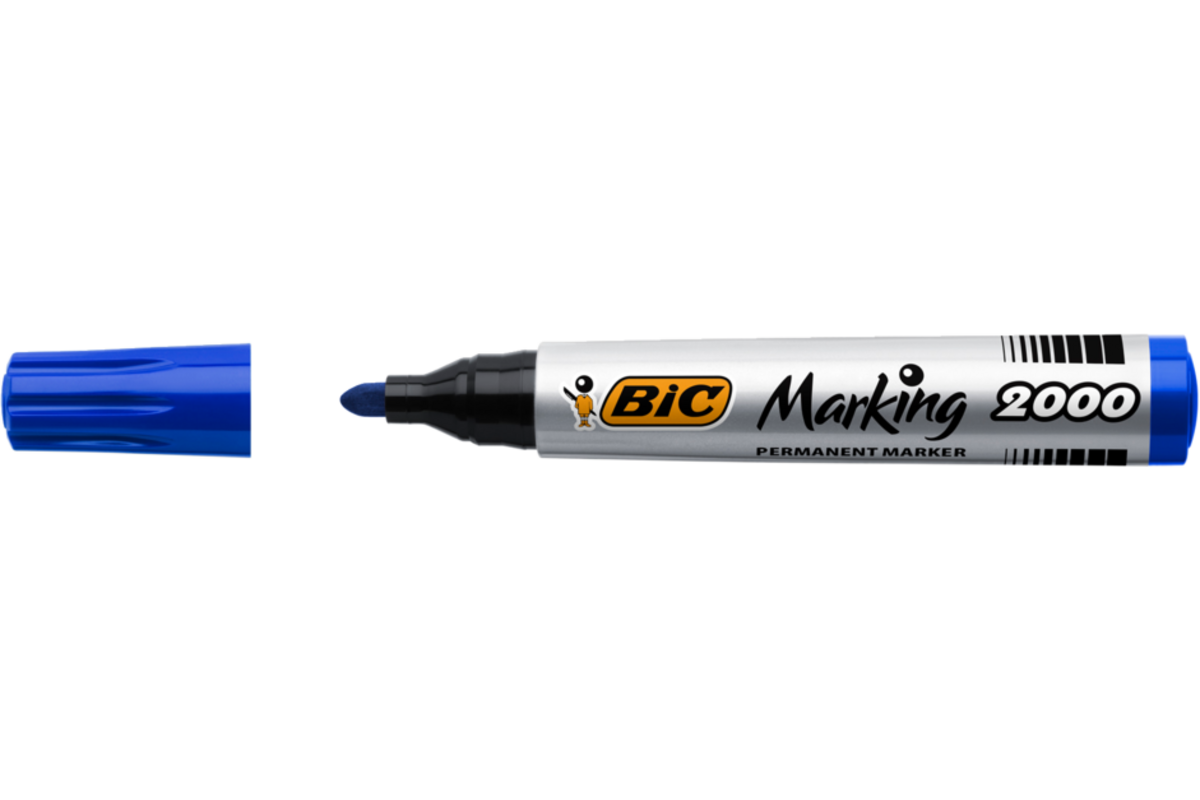 Permanent marker BIC rond 1,7 mm blauw, per dozijn