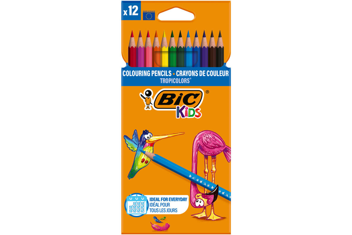 Kleurpotloden BIC Kids TropiColors assorti, 12 stuks