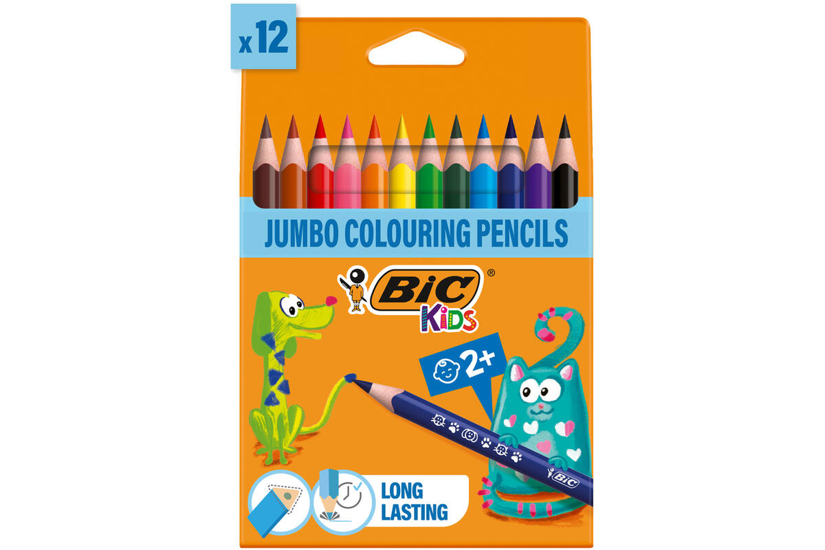 Kleurpotloden BIC Kids Evolution triangle assorti, etui 12 stuks