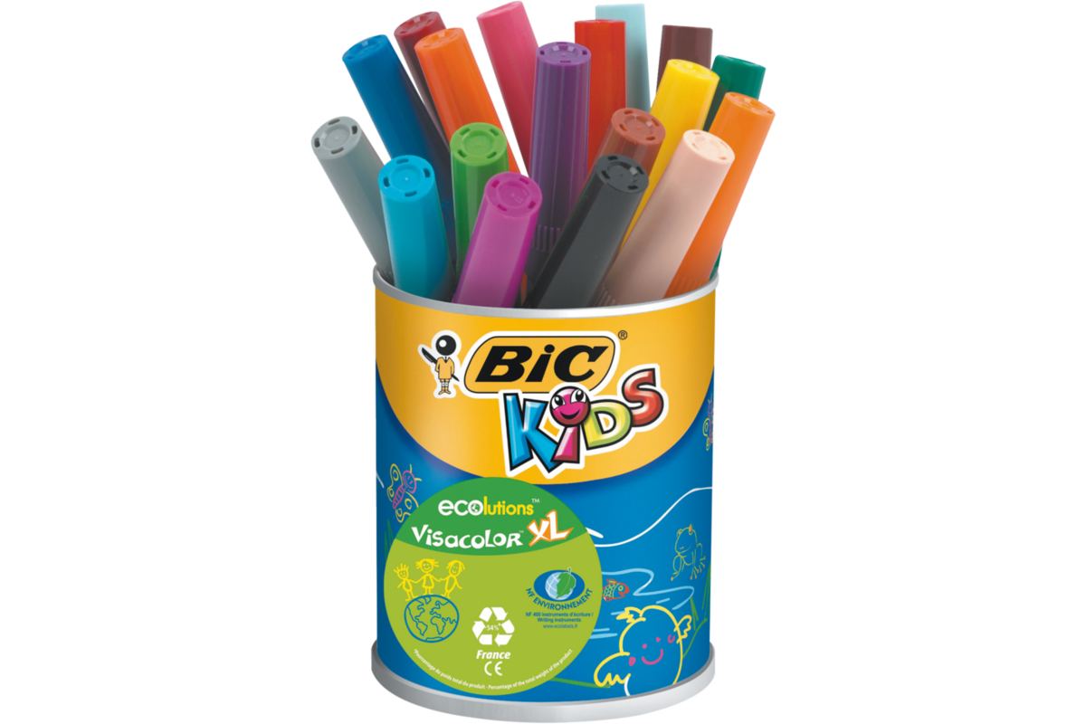 Viltstiften BIC Kids visacolor XL ECOlutions assorti, 18 stuks