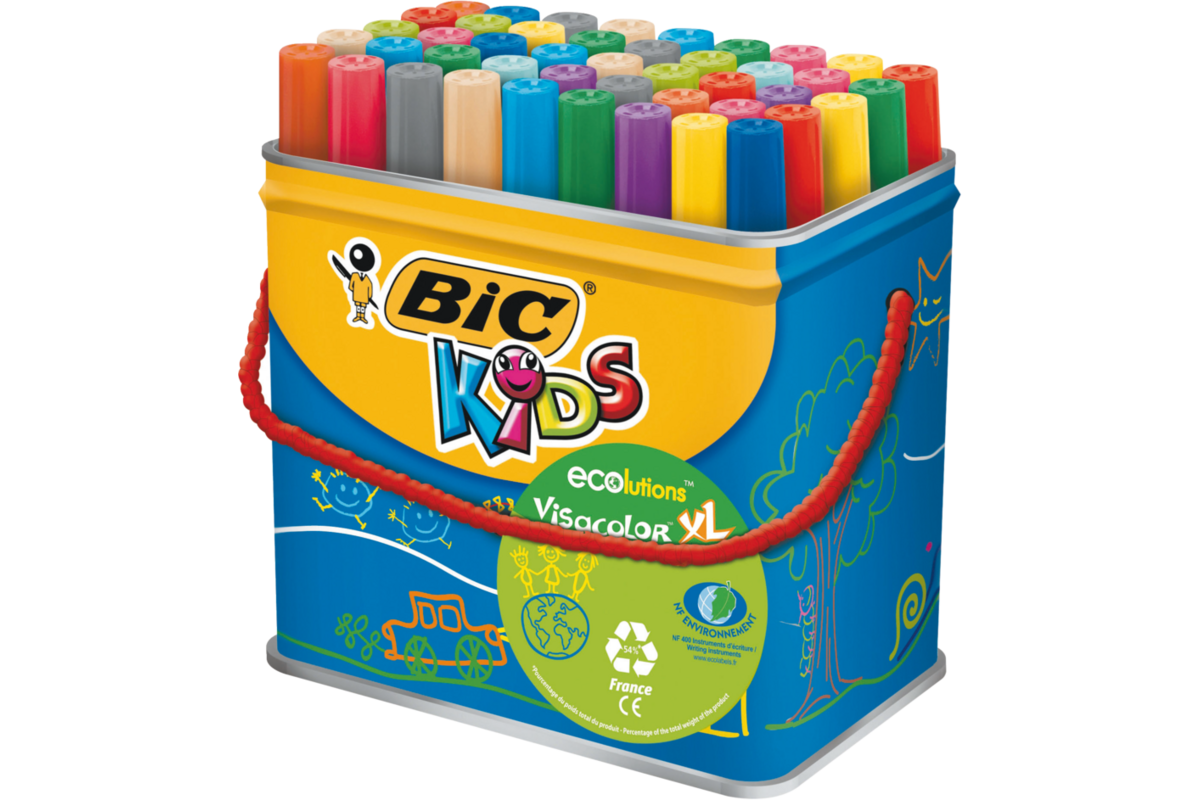 Viltstiften BIC Kids visacolor XL ECOlutions assorti, 48 stuks
