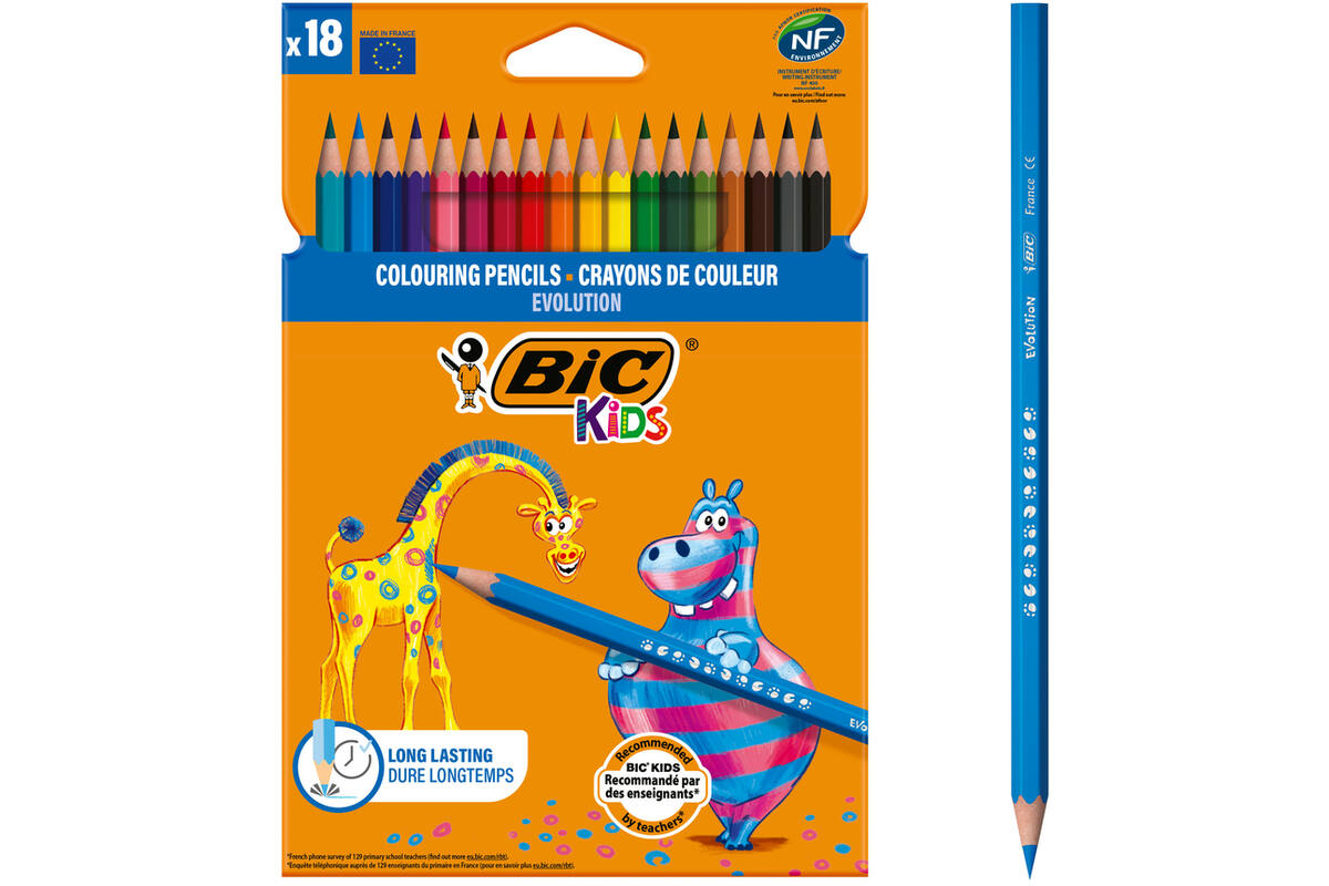 Kleurpotloden BIC Kids Evolution assorti, 18 stuks