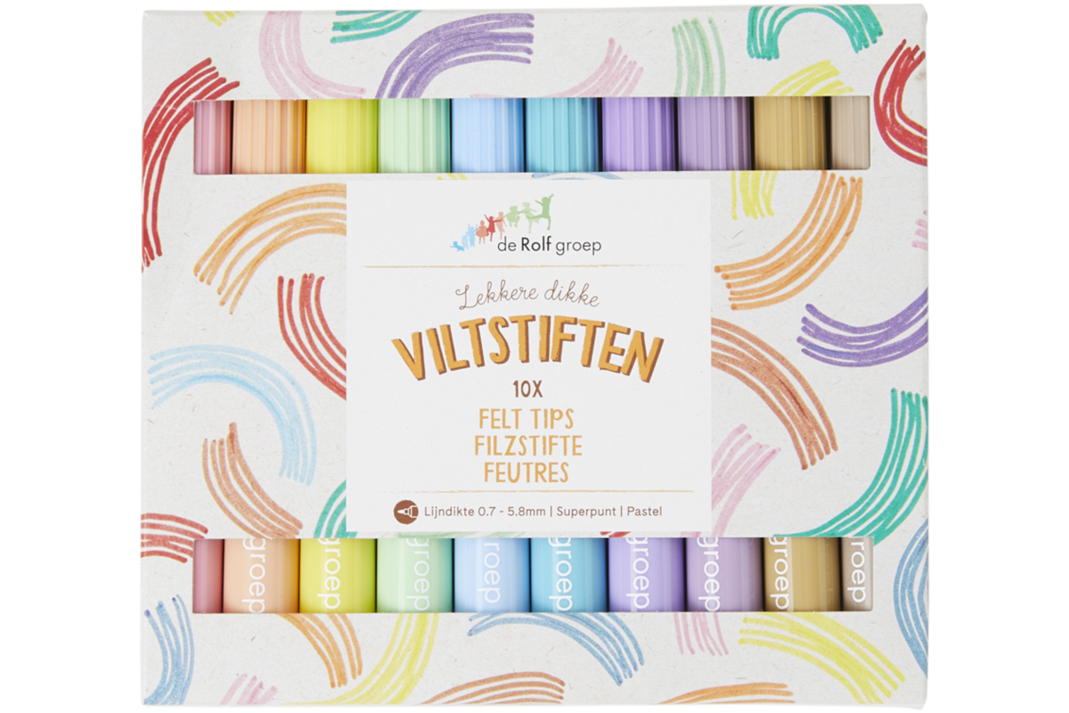 Viltstiften Jumbo | de Rolf groep | Pastel superpunt, 10 stuks