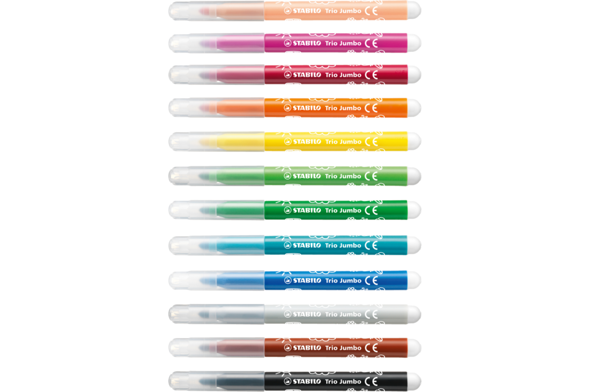 Viltstift STABILO Trio Jumbo set 12 kleuren