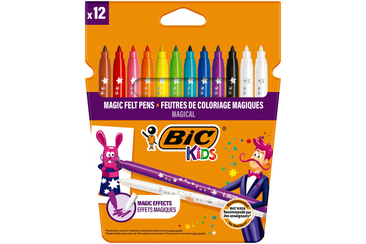 Viltstiften BIC Kids magic assorti, 12 stuks