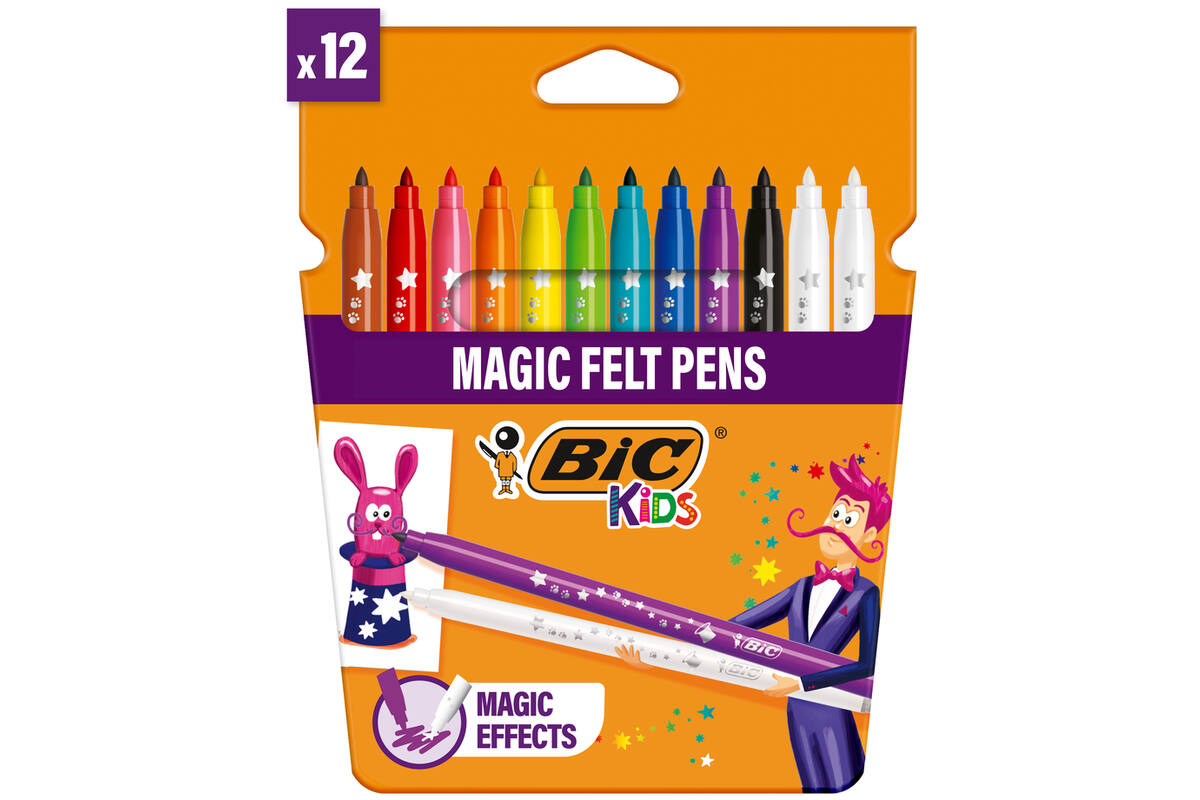 Viltstiften BIC Kids magic assorti, 12 stuks
