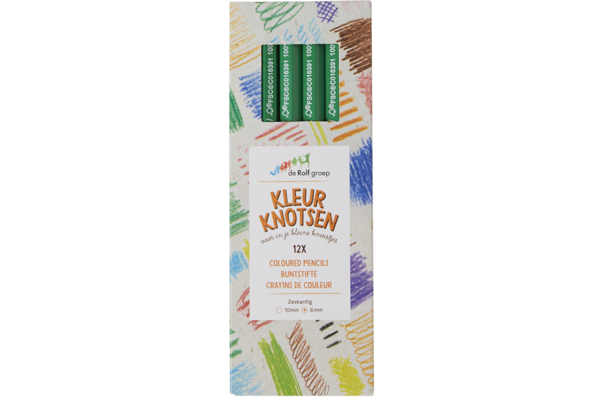 Kleurknotsen | de Rolf groep | 10 mm lichtgroen, 12 stuks