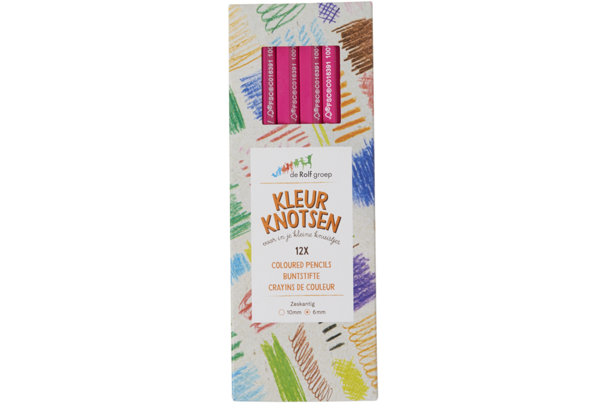Kleurknotsen | de Rolf groep | 10 mm roze, 12 stuks