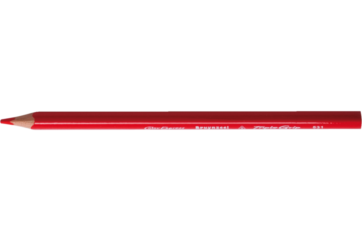 Kleurpotloden Bruynzeel driekantig rood, 12 stuks