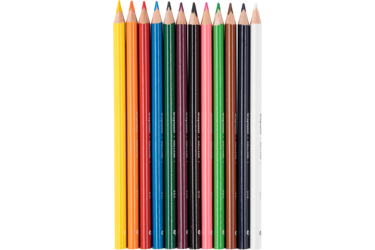 Kleurpotloden Bruynzeel driekantig assorti, 12 stuks