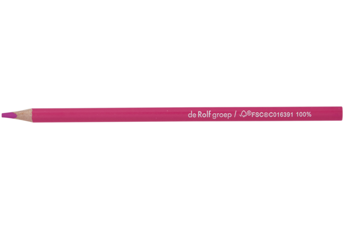Kleurpotloden | de Rolf groep | driekantig roze, 12 stuks