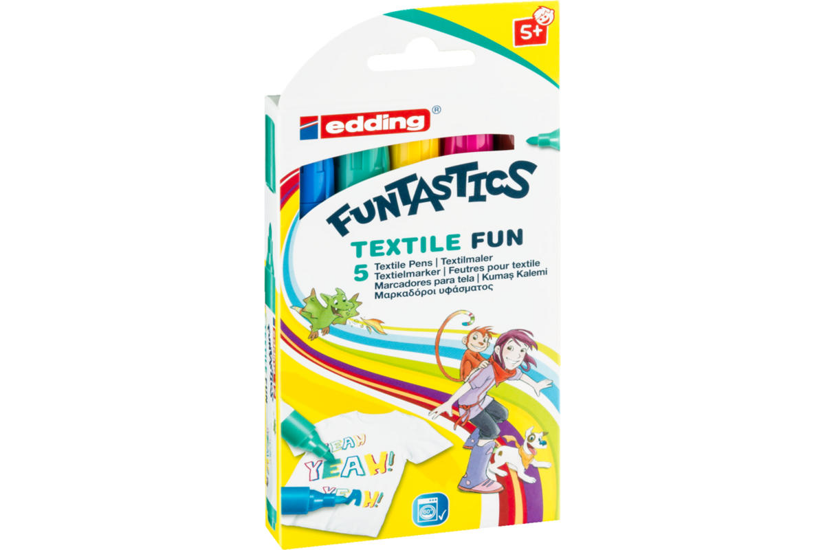 Textielstiften edding Funtastics Textile 2-3 mm assorti, 5 stuks