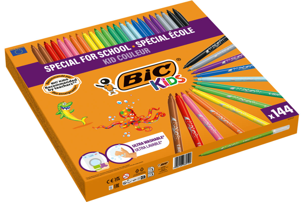 Viltstiften BIC kid couleur assorti, class pack 114 + 30 gratis
