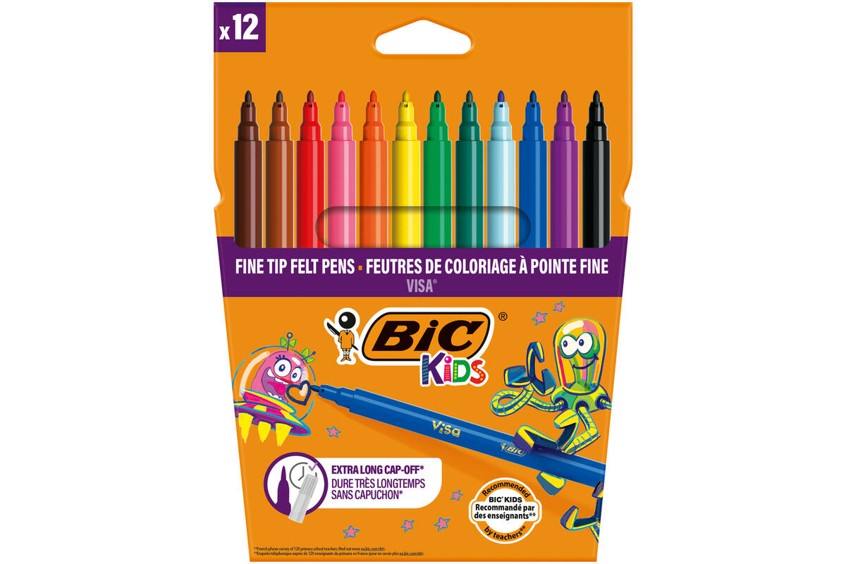 Viltstiften BIC Kids Visa assorti, 12 stuks