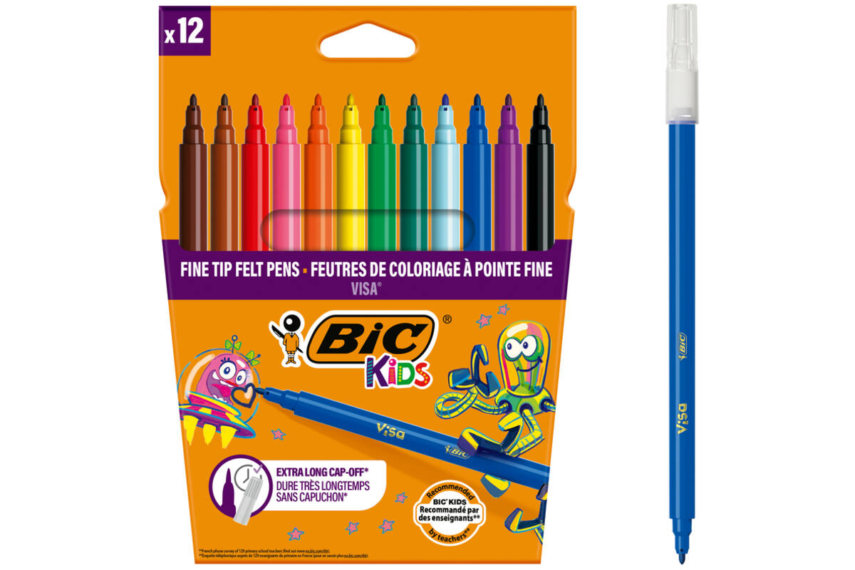 Viltstiften BIC Kids Visa assorti, 12 stuks