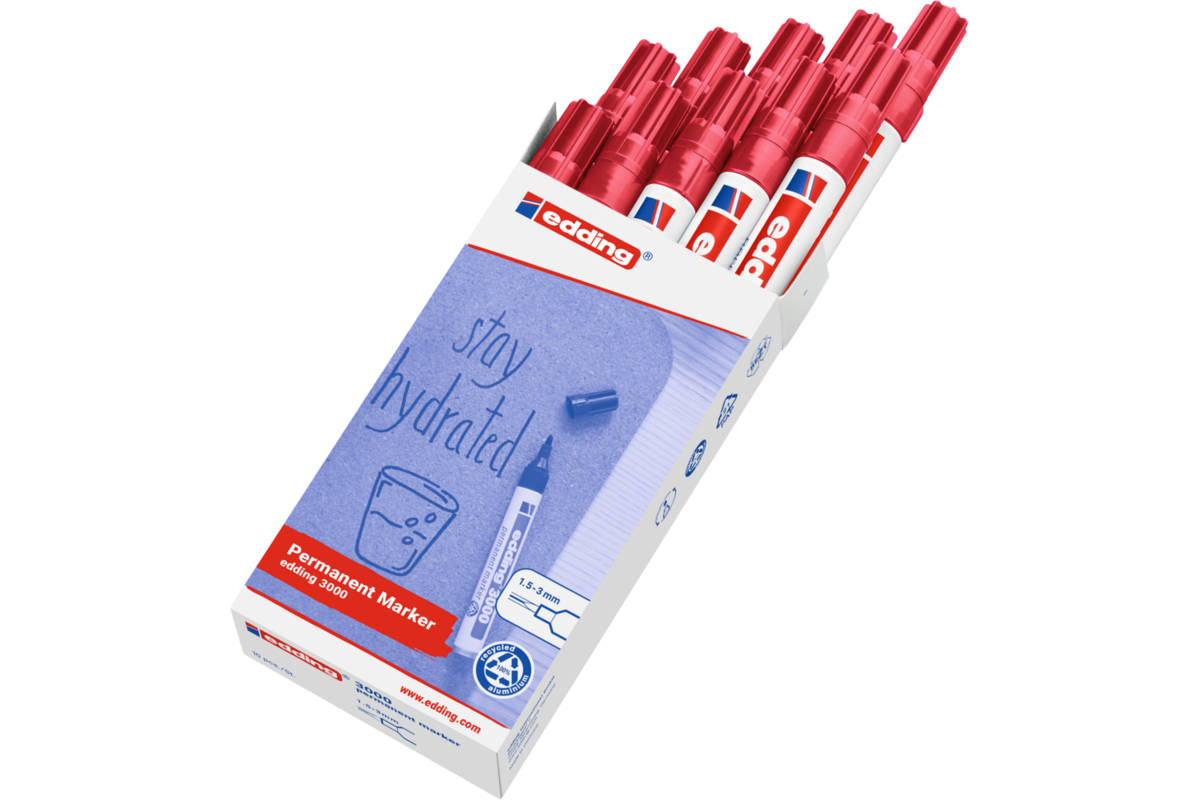 Permanent marker edding 3000 1,5-3 mm rood
