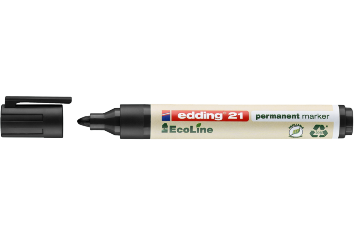 Permanent marker edding e-21 Ecoline zwart, 10 stuks