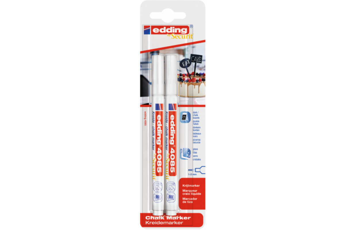 Krijtstift edding wit 1-2 mm, 2 stuks