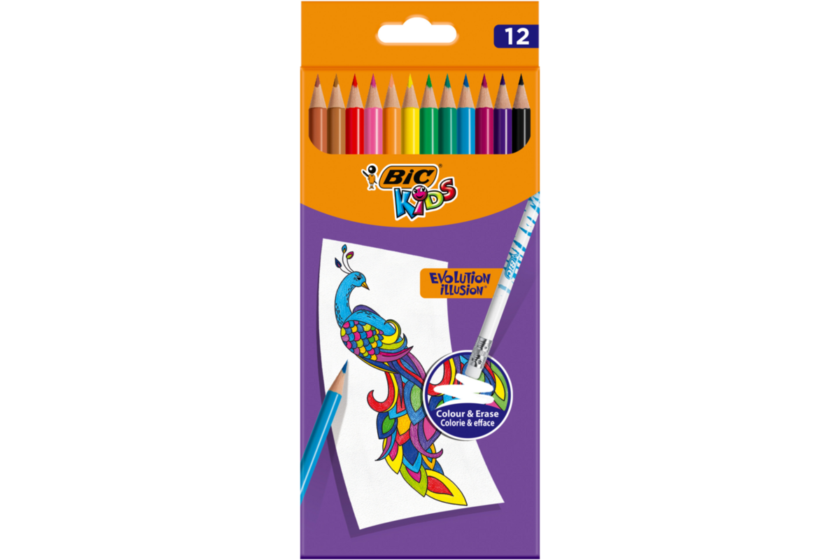 Kleurpotloden BIC Illusion assorti, 12 stuks