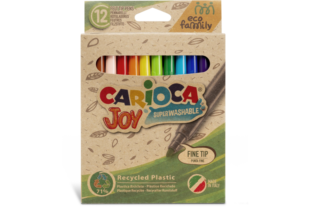 Viltstiften Carioca EcoFamily Joy assorti, 12 stuks.