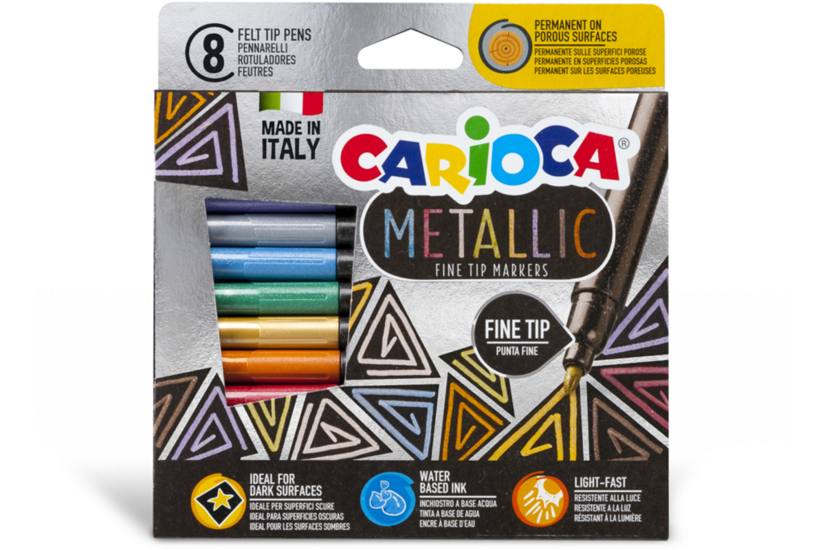 Viltstiften Carioca Metallic Fine assorti, 8 stuks