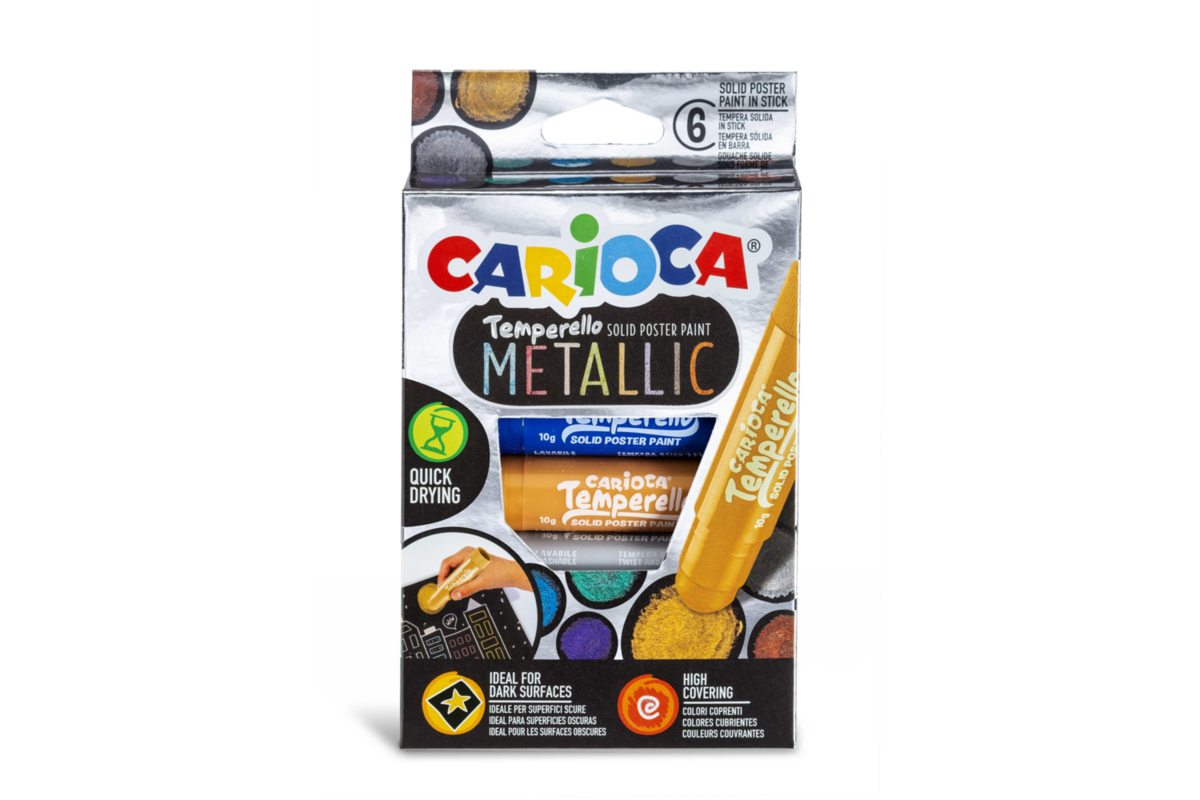 Plakkaatverfstift Carioca Metallic assorti, 6 stuks