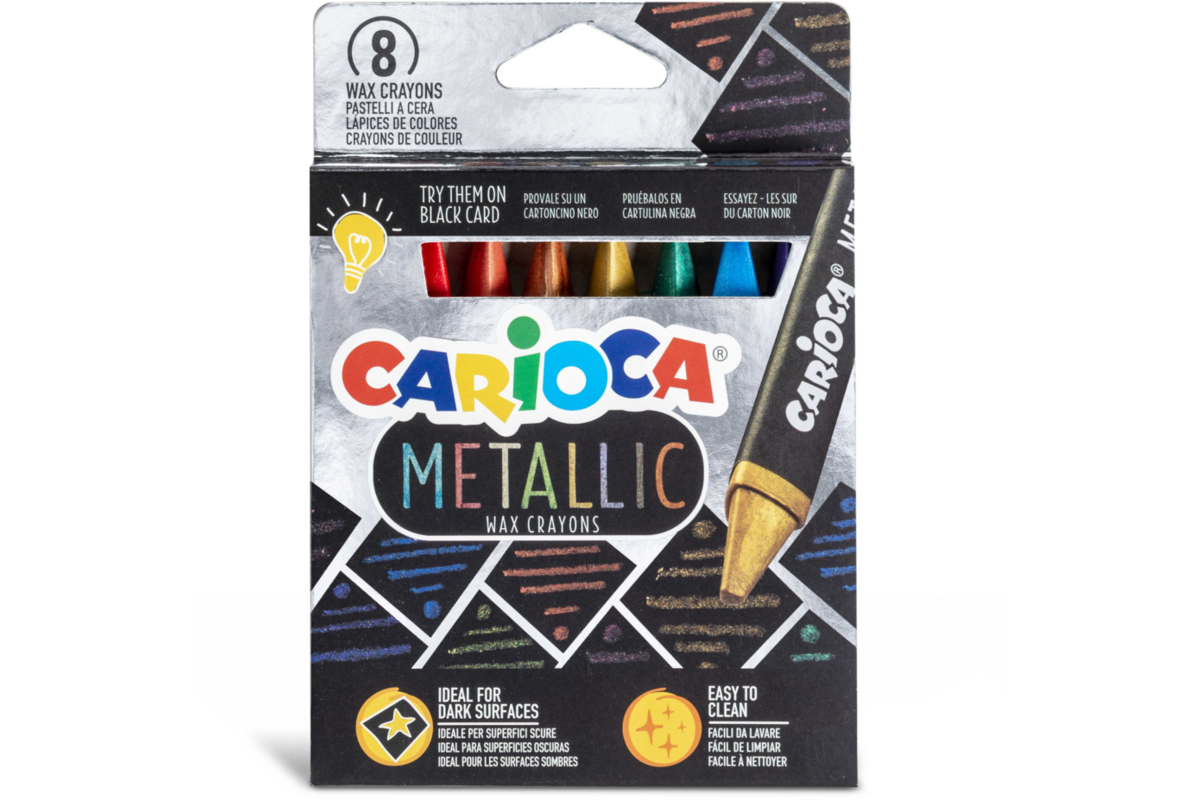 Waskrijtjes Carioca Metallic assorti, 8 stuk