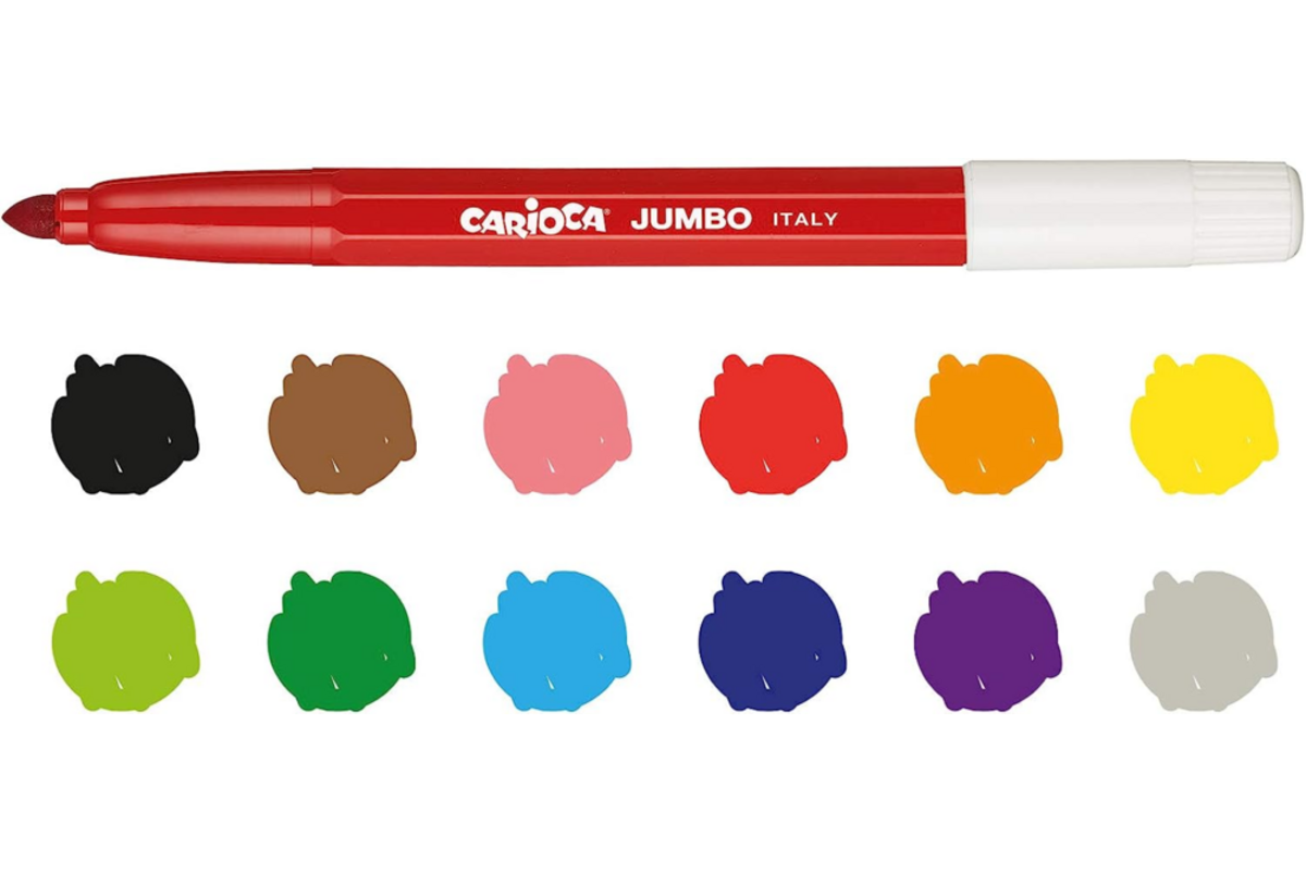 Viltstiften Carioca maxi jumbo punt assorti, 12 stuks